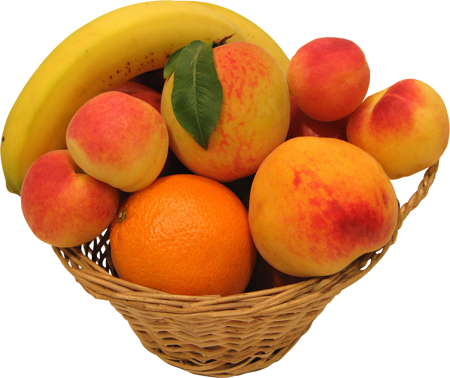 basket peaches bananas 와 oranges