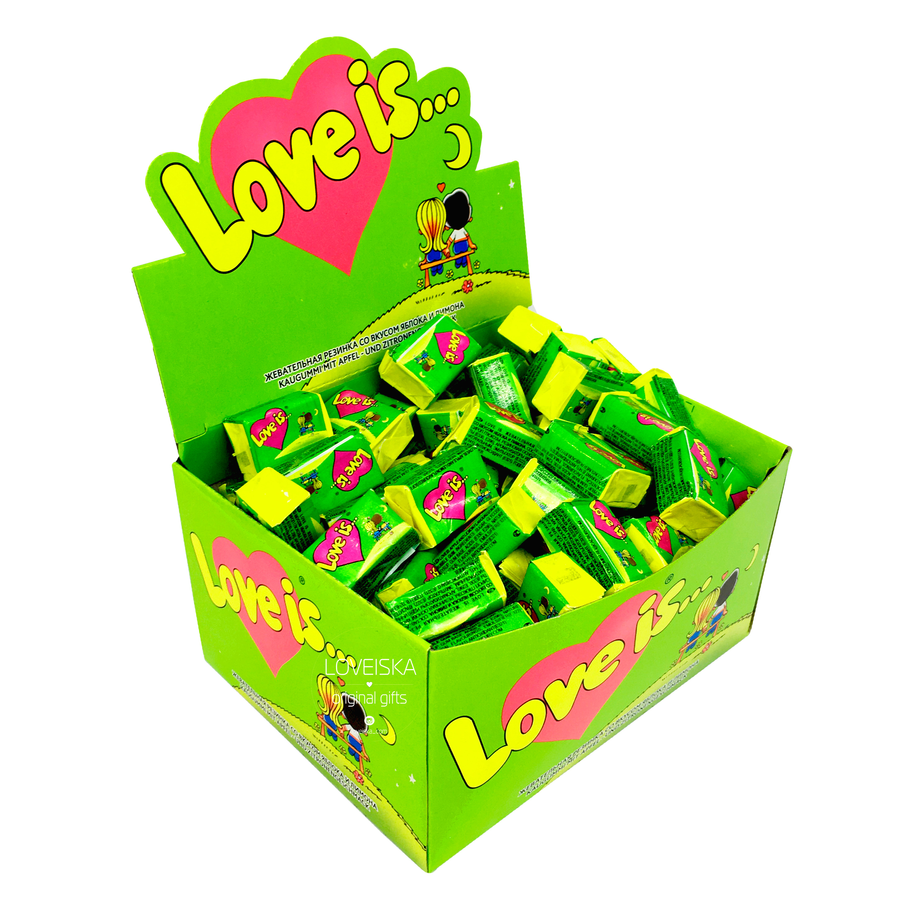 흰색 배경 위의 box love lollipops
