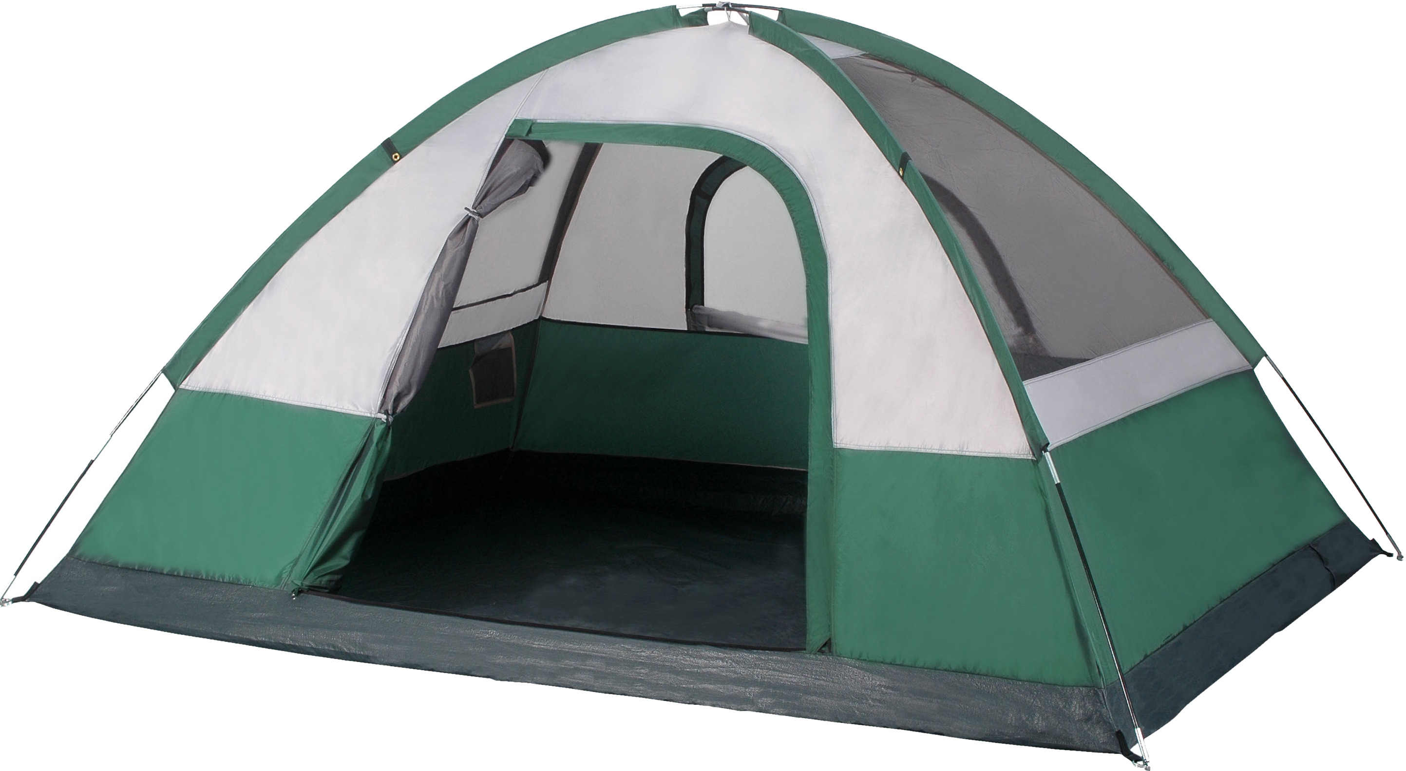 흰색 배경 위의 초록색 와 흰색 tent