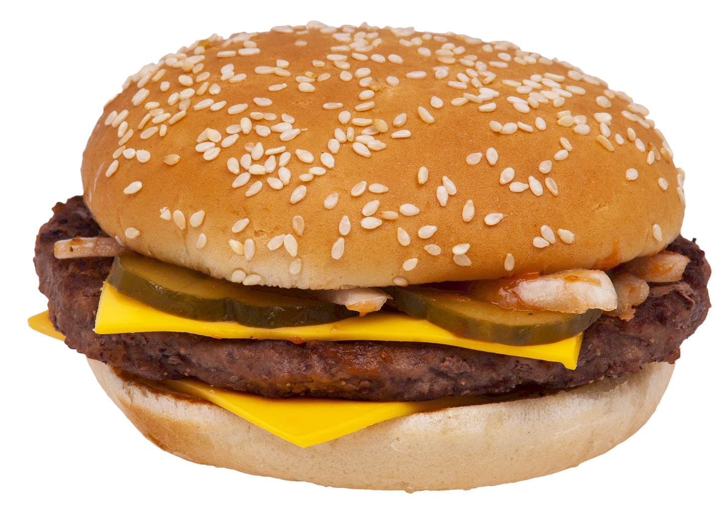 cheese 와 pickles이 있는 hamburger