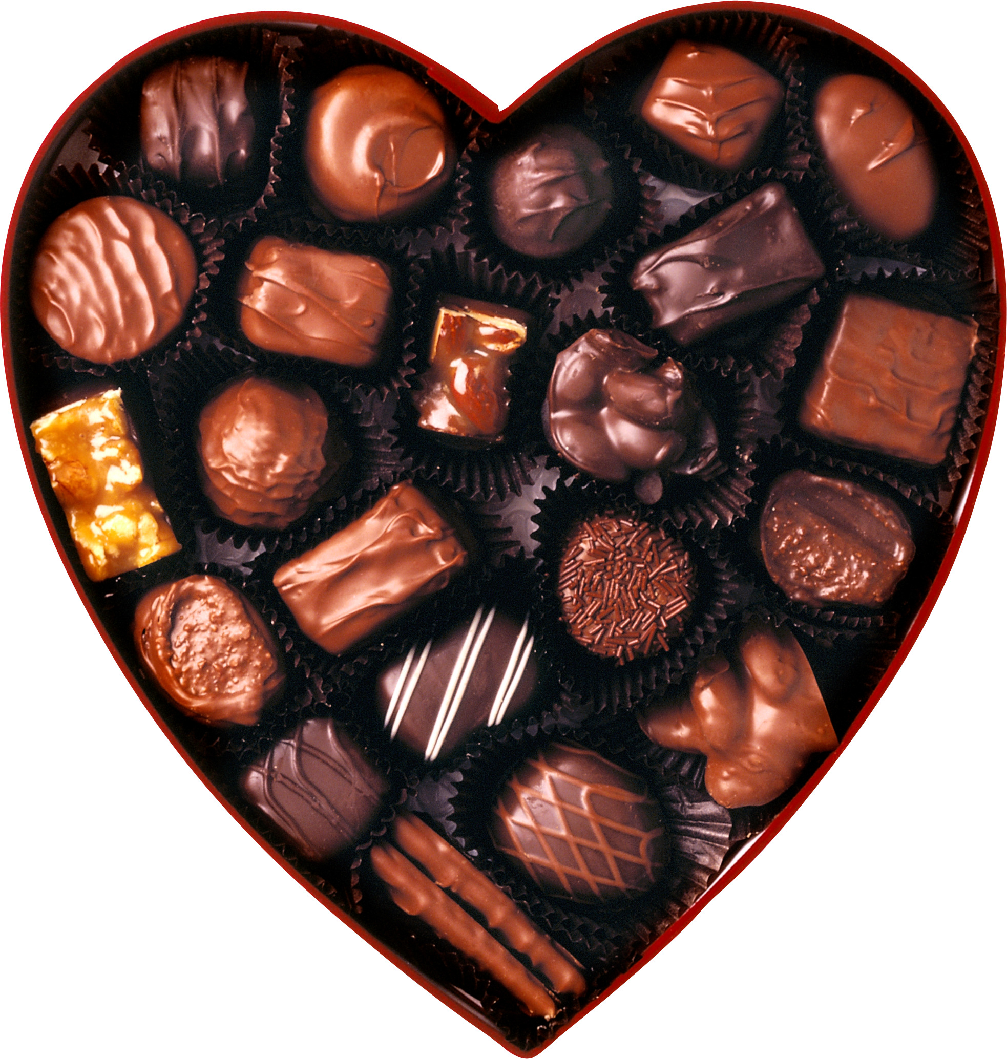 heart shaped box 안의 chocolates