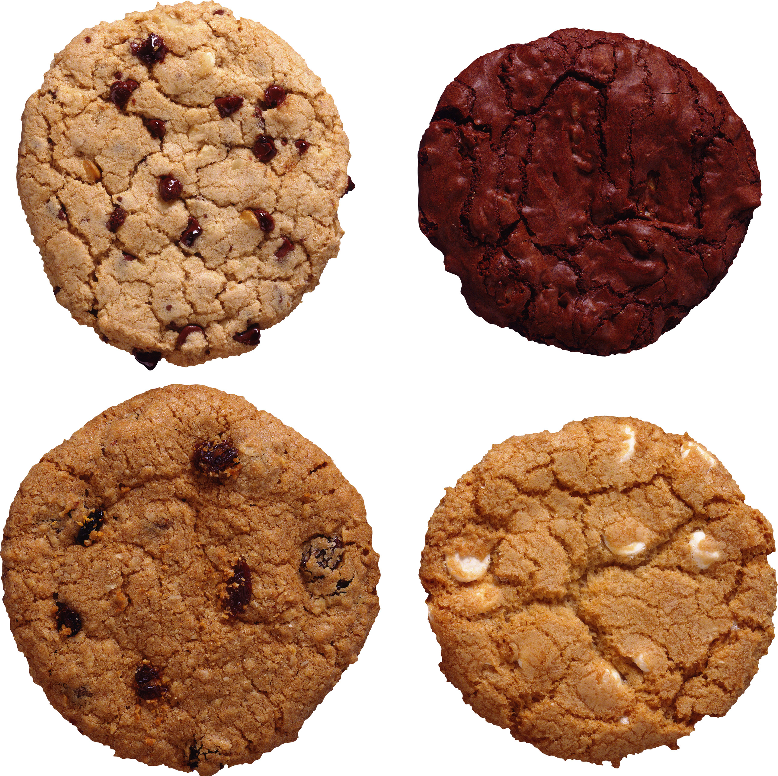 흰색 배경 위의 four cookies