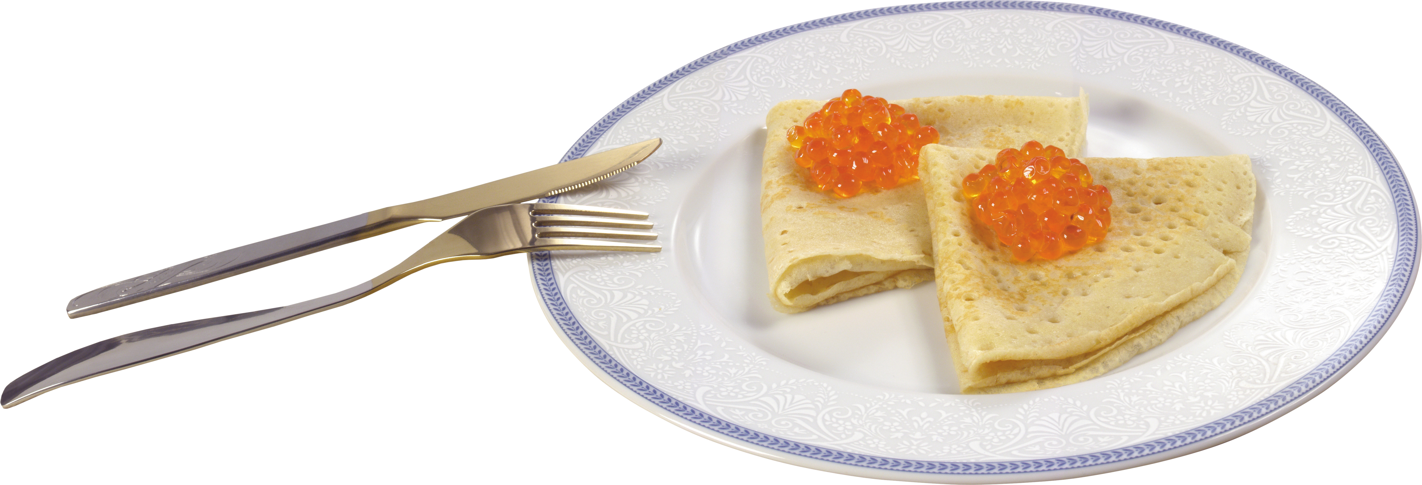 plate 함께 fork 위의 pancakes