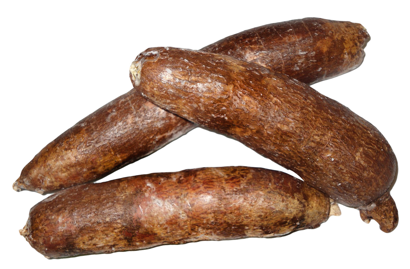 three sweet sweet potatoes one which is 갈색 와 other is dark 갈색