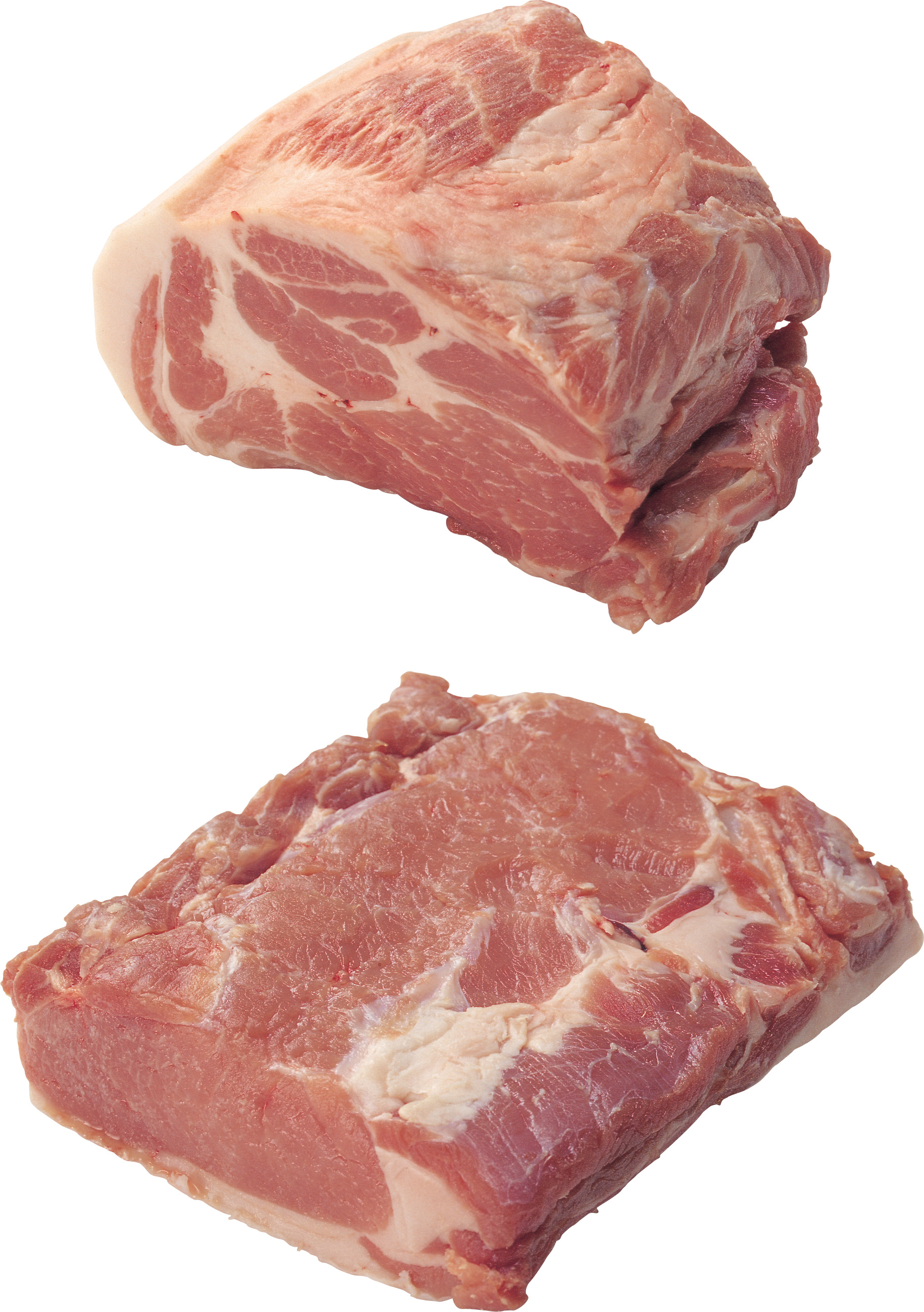 half 와 other part pork 안의 two pieces pork one which is cut