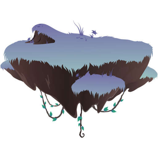 A Floating Island With A Mountain In The Background