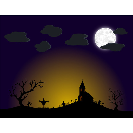 A Spooky Graveyard 와 A 완전한 Moon 에 The 배경