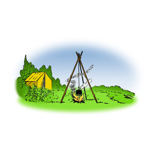 천막과 Campfire를 가진 Teepee