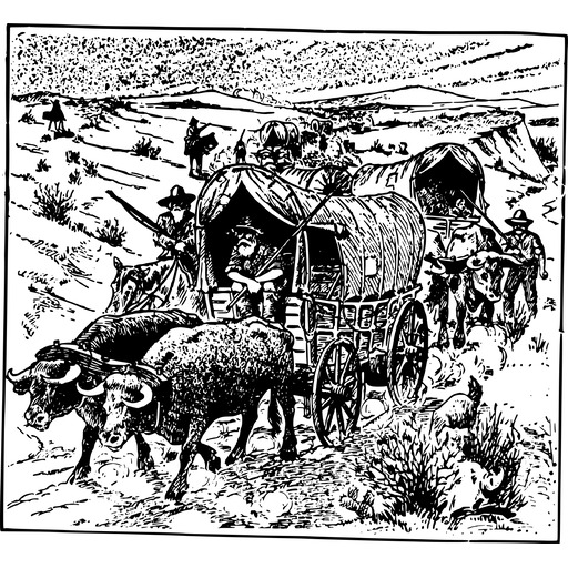 A 말 Drawn Wagon 와 4 Men 에 그것