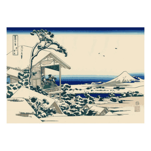 일본 Woodblock 회화 와 A 전망 의 Mount Fuji 에 The 배경