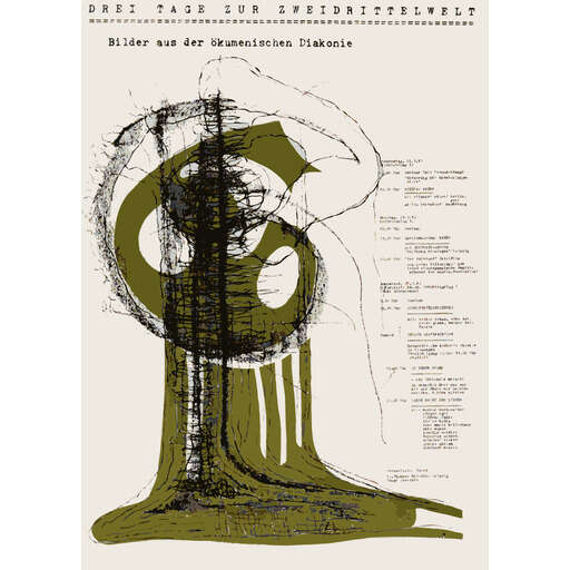 a Poster with a Drawing of a Man Sitting on a Chair in Front of a Tree Vector Illustration