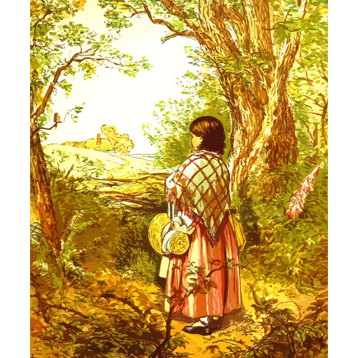 A Woman Standing 에 A Wooded 지역
