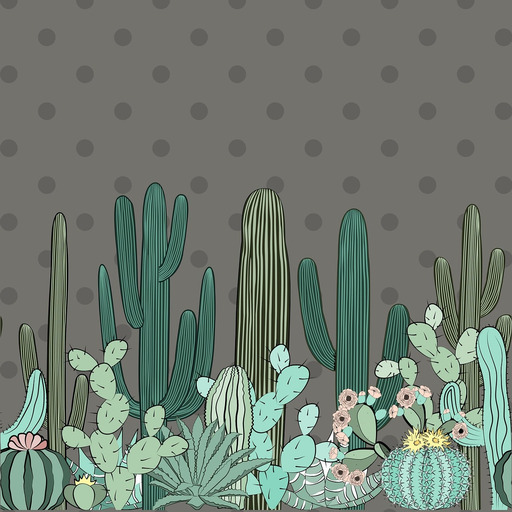 polka dots을 배경으로 한 cactus plant border