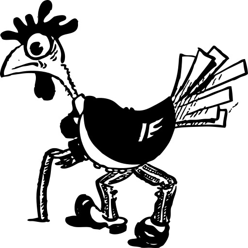 흑백 Cartoon Chicken Carrying A Stack 의 Money