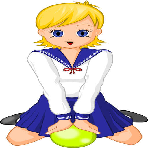 anime schoolgirl with green ball