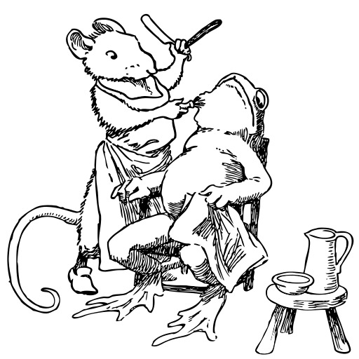 mouse shaves frog