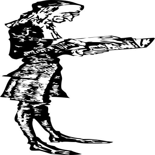 A Black And White Drawing Of A Man With A Gun