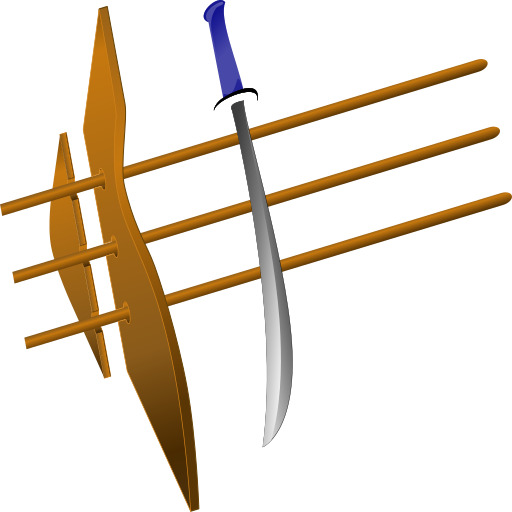 파란색 hilt이 있는 sword