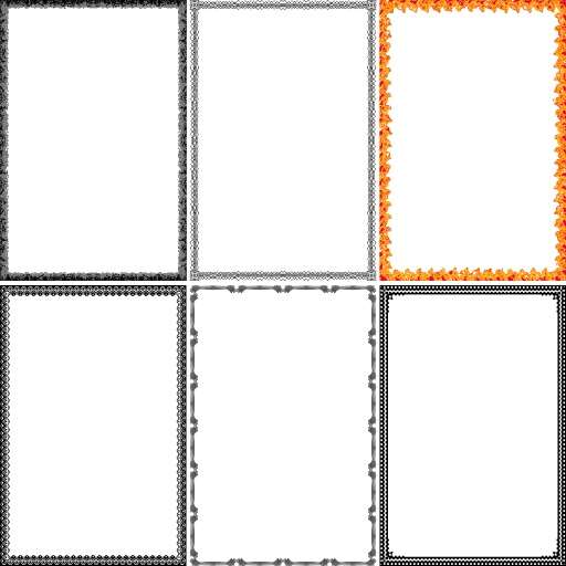 A Set Of Four Square Frames In Black And White And Orange
