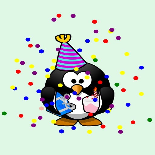 birthday card 있는 penguin