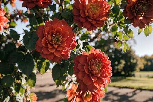 There Are Many Red Flowers Growing on the Branches of a Tree