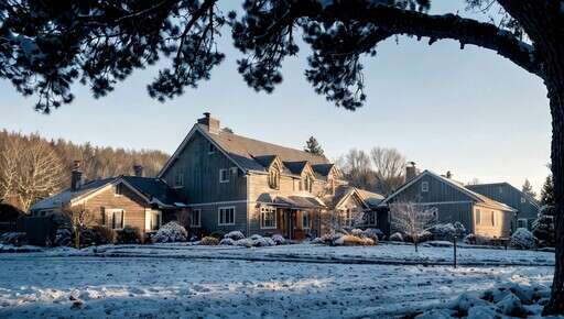 an Image of a House in the Winter with Snow on the 2