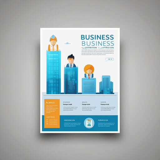 an Image of a Business Brochure with a Man and a Woman Standing on Top of a Building
