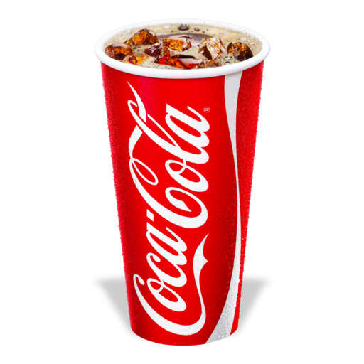 a red cup with a drink in it on a white background 2