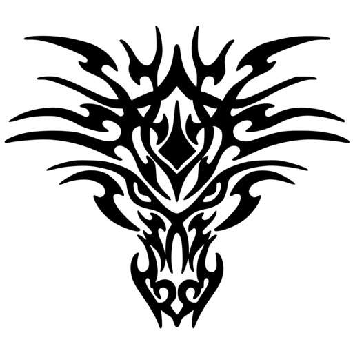 a black and white tattoo design of a dragon s head