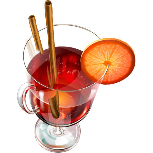a glass filled with a drink and a cinnamon stick
