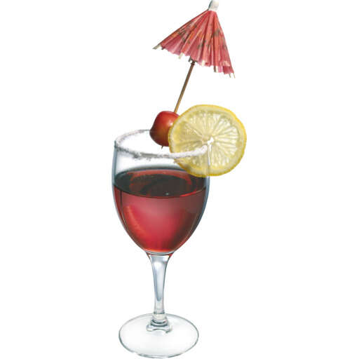 a glass filled with a drink and an umbrella