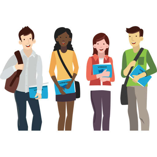 a group of people standing in a line