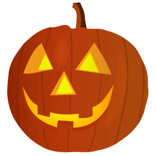 a halloween pumpkin with a glowing face variant a