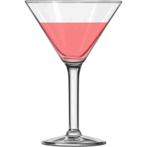 a martini glass with a pink drink in it