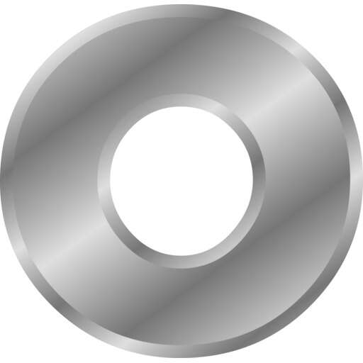 a stainless washer with a circular shape on a white background