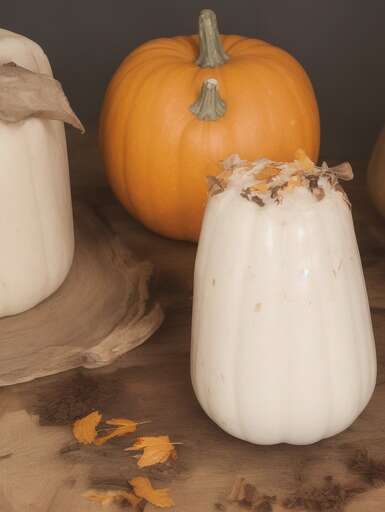 A Table With Pumpkins And Candles