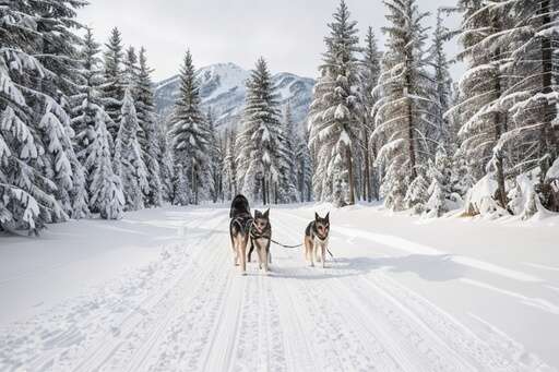 winter view from a dog sled