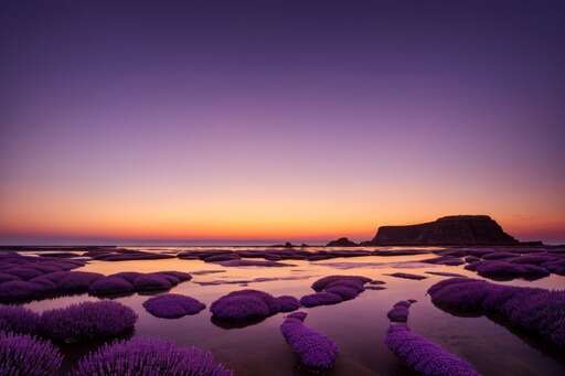 field of purple flowers with sunset in background 9