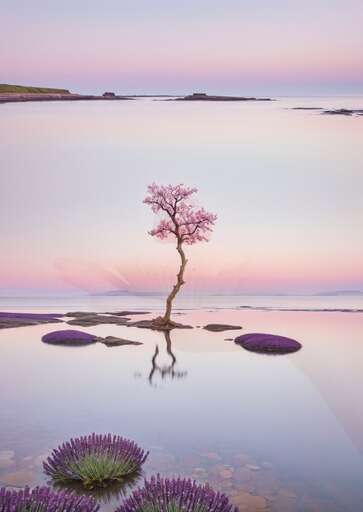 lone tree in middle of a body of water