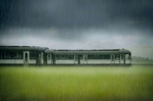 passenger train on rainy day 2