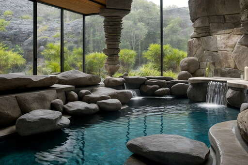 A Pool With Rocks And A Waterfall In The Middle Of It 01
