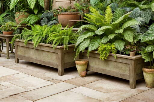 Many Potted Plants That Are On The Side Of A Building