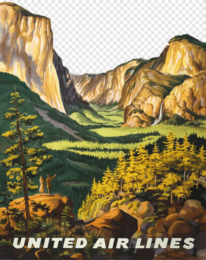 Yosemite Valley National Park Poster Printmaking Art Forest