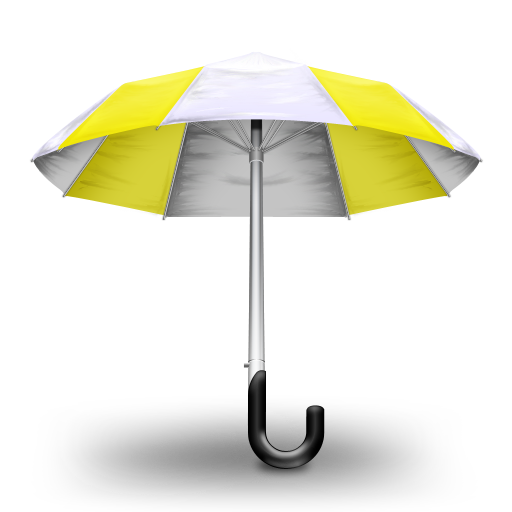 a yellow and white umbrella on a white background